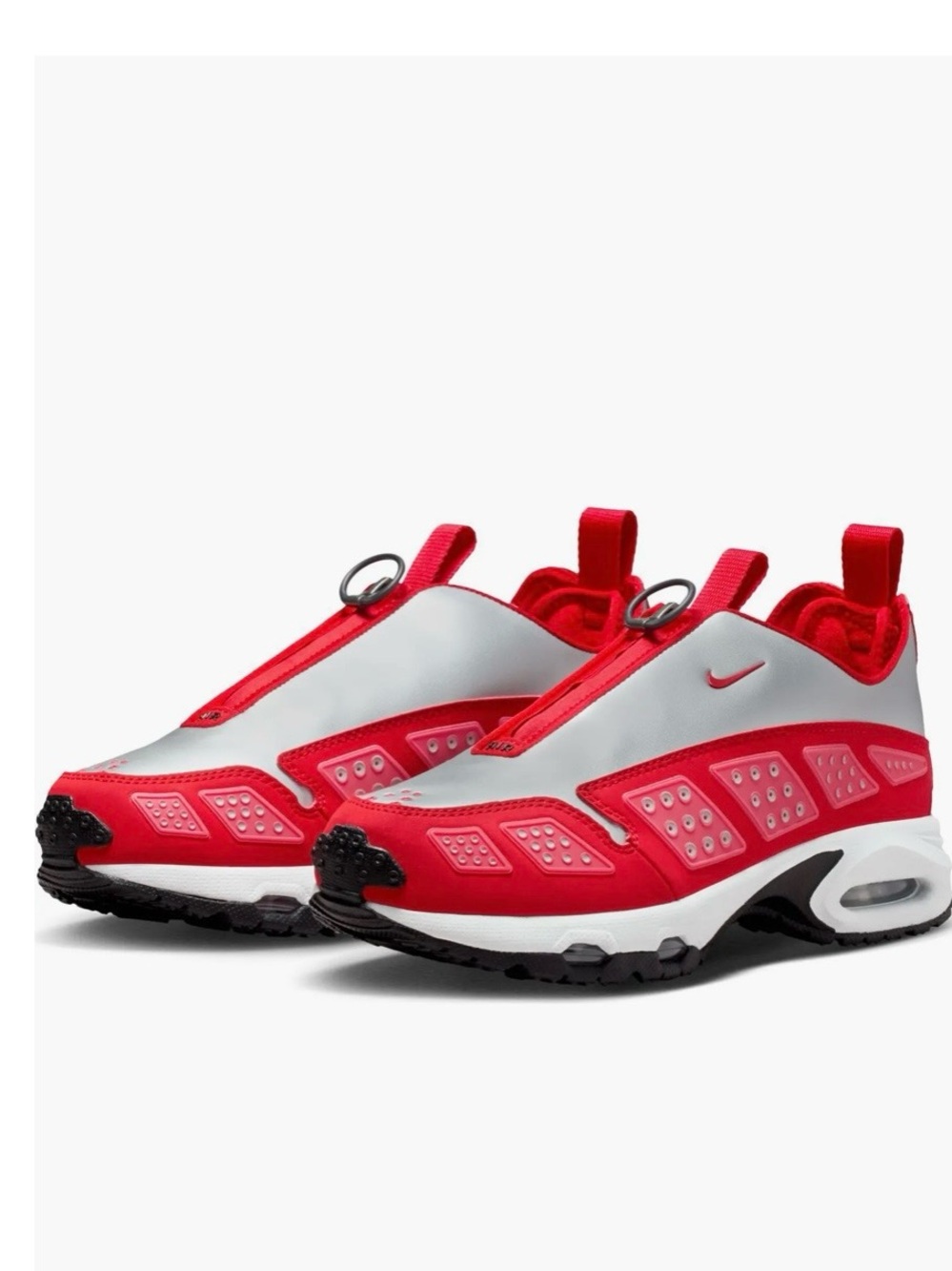 Nike Silver and Red Slip-On Air Max SNDR Sneakers